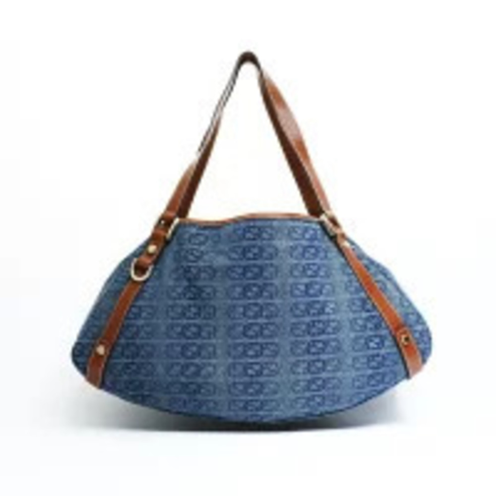 Gucci Denim Navy Blue Shoulder Abbey Canvas GG Bag